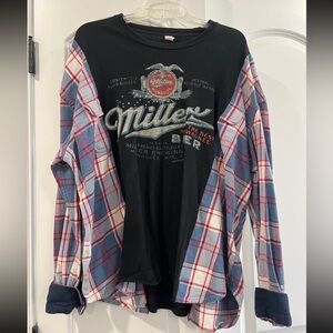 Miller Black and Blue Plaid Women's Long Sleeve Tee